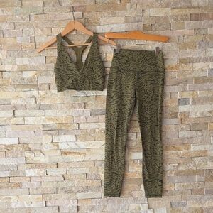 Athleta Olive Green Print High-Rise Set